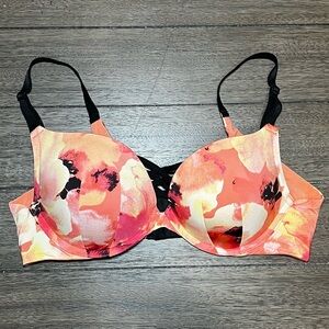 Torrid Curve Watercolor Push Up Bra Coral Orange‎ Floral 38C Lace Back Bundle
